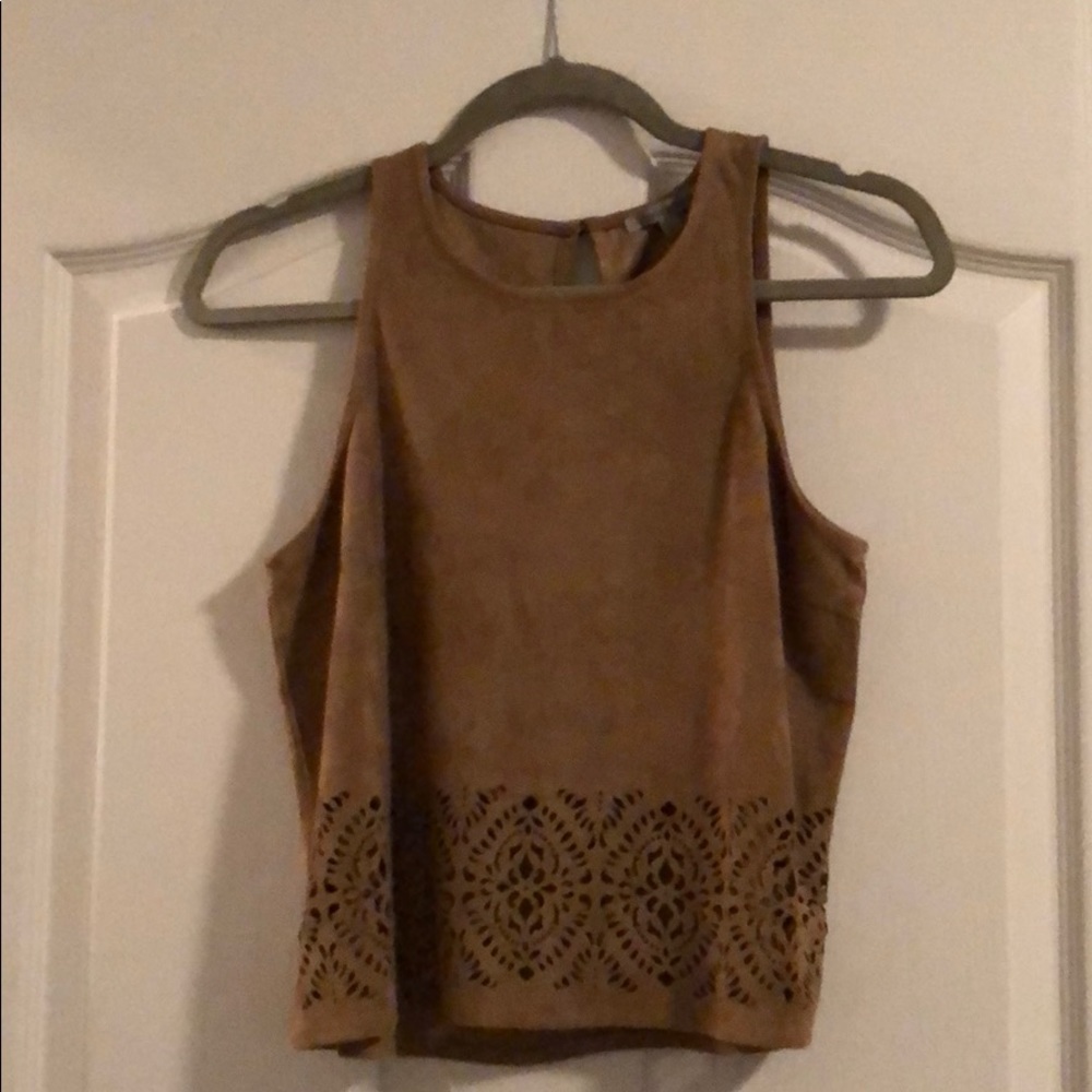 Brown Faux Suede Crop Top